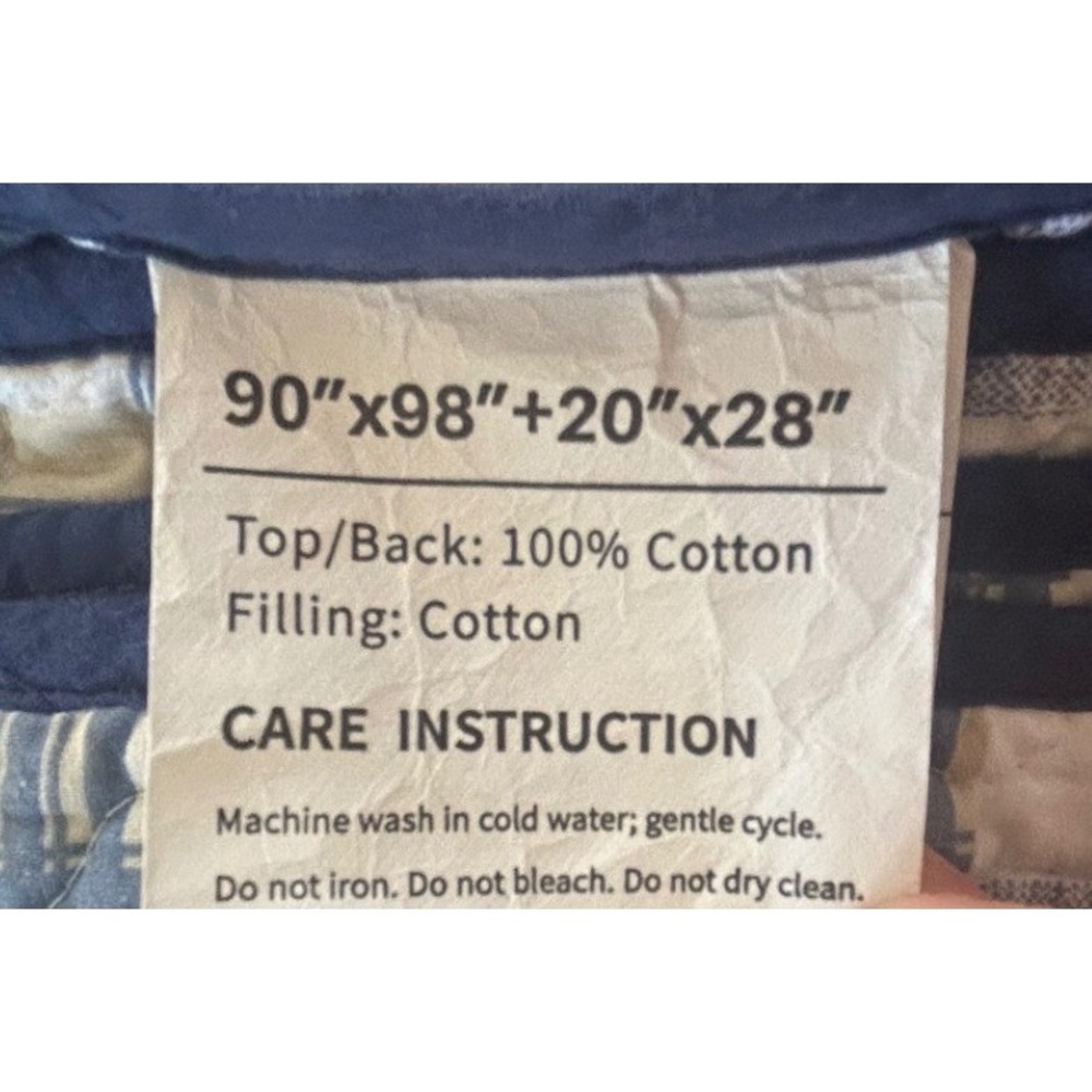 Cozy Line Home Fashion Quilt Set Queen Blue Plaid Cotton Pillow Sham Cottagecore - Picture 7 of 8